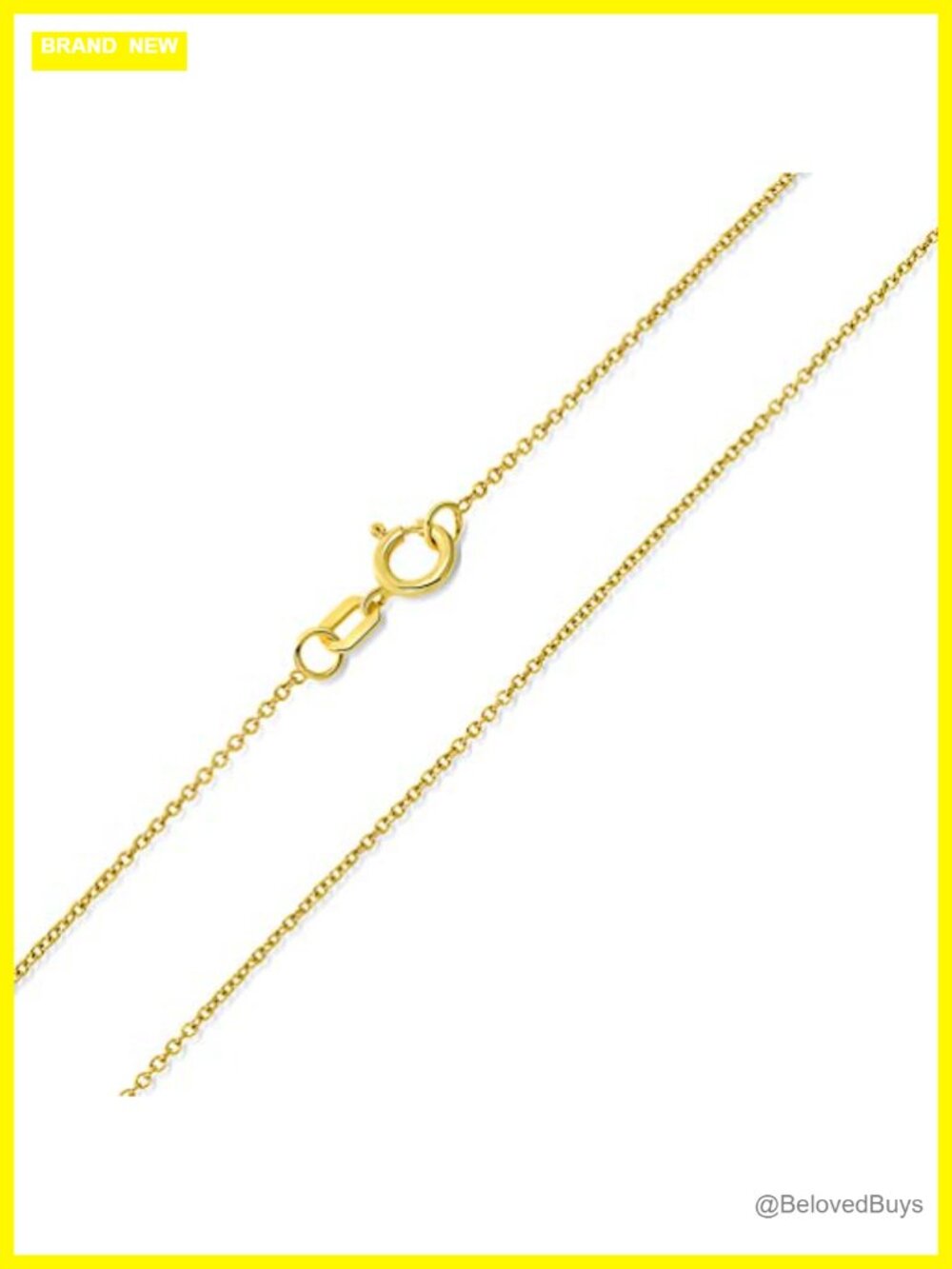 14k Gold 0.5mm Rolo Cable Chain Necklace Spring Ring Clasp